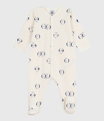 Pyjama bébé en molleton gratté avec col pétale imprimé fleuri