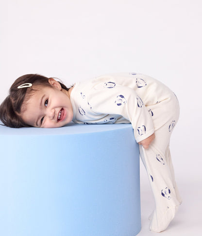 Pyjama bébé en molleton gratté avec col pétale imprimé fleuri