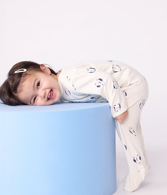 Pyjama bébé en molleton gratté avec col pétale imprimé fleuri