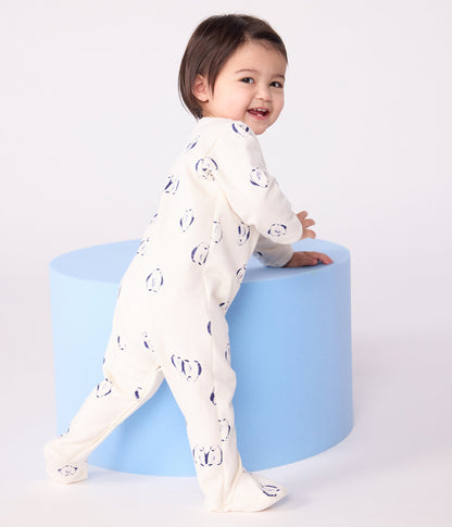 Pyjama bébé en molleton gratté avec col pétale imprimé fleuri