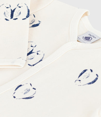 Pyjama bébé en molleton gratté avec col pétale imprimé fleuri