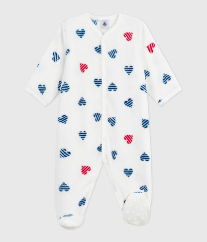 Surpyjama hiver bébé en polaire imprimé cœurs