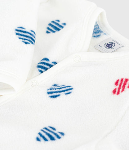 Surpyjama hiver bébé en polaire imprimé cœurs