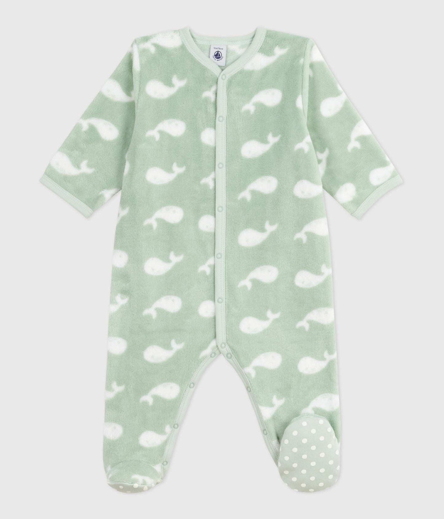 Surpyjama hiver bébé en polaire imprimé baleines