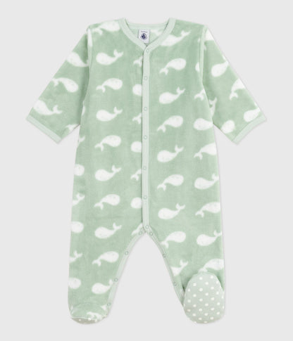 Surpyjama hiver bébé en polaire imprimé baleines