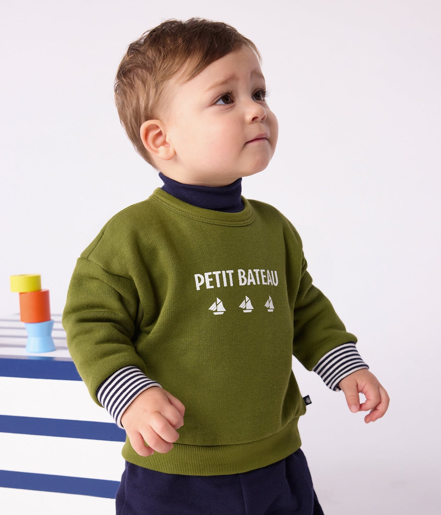 Sweatshirt bébé en coton motif Petit Bateau vintage