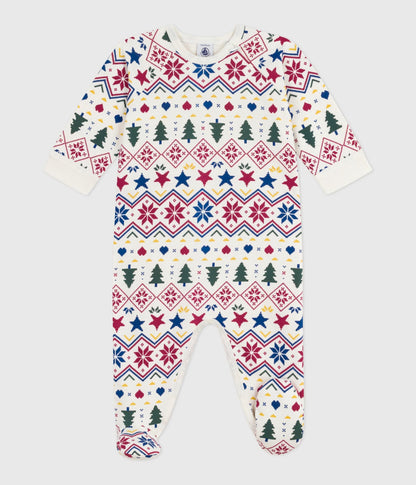 Pyjama zippé bébé en molleton gratté imprimé Noël