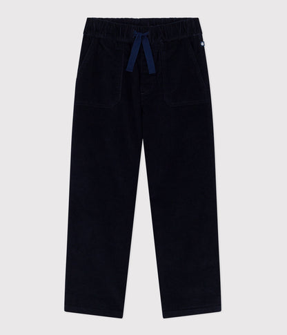 Pantalon droit enfant en velours uni