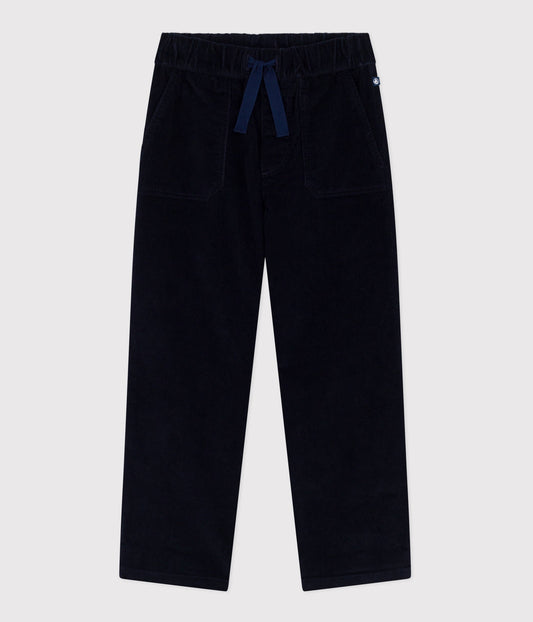 Pantalon droit enfant en velours uni