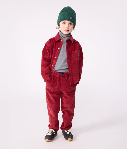 Pantalon droit enfant en velours uni