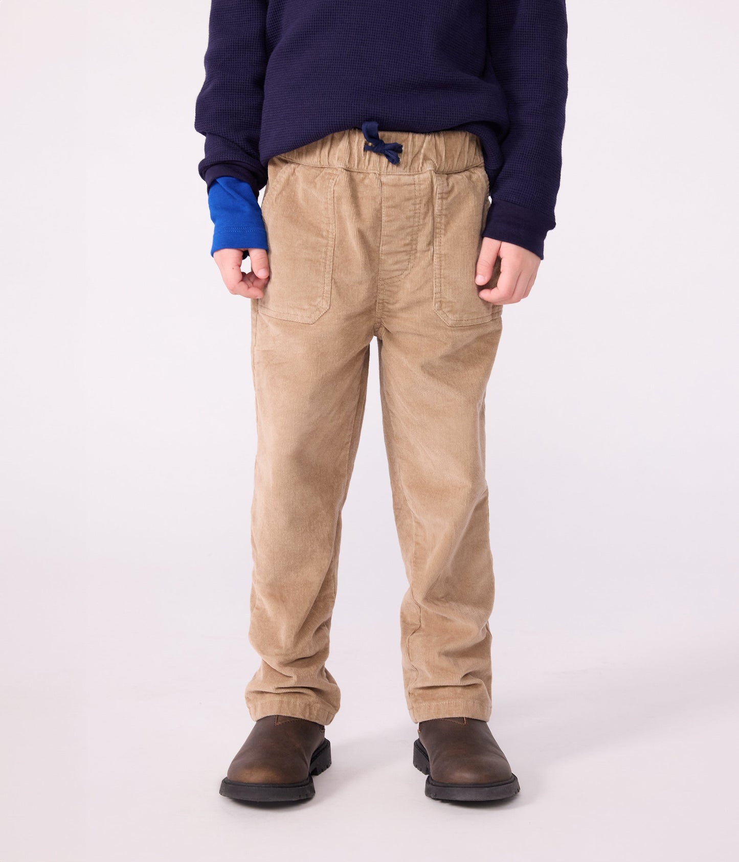 Pantalon droit enfant en velours uni