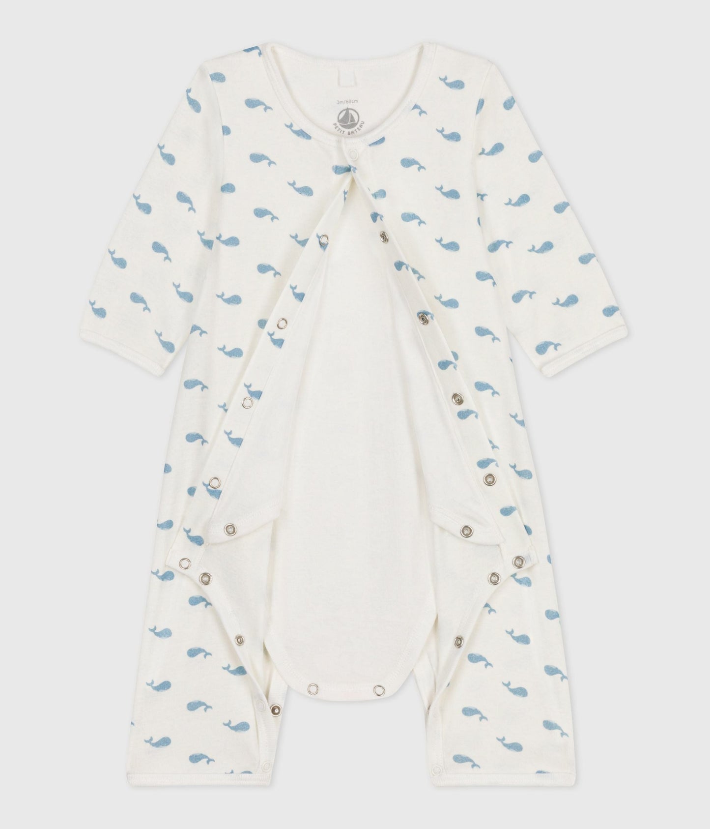 Bodyjama bébé sans pieds en coton imprimé baleines