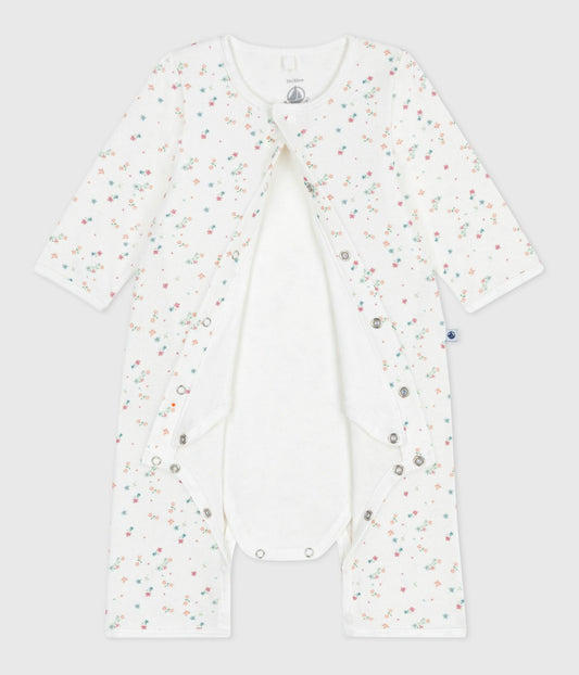 Bodyjama bébé sans pieds en coton imprimé fleuri
