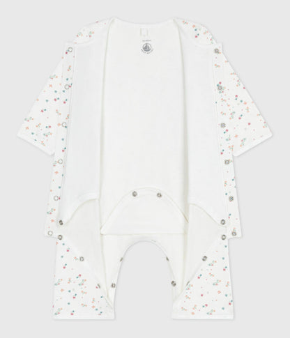 Bodyjama bébé sans pieds en coton imprimé fleuri