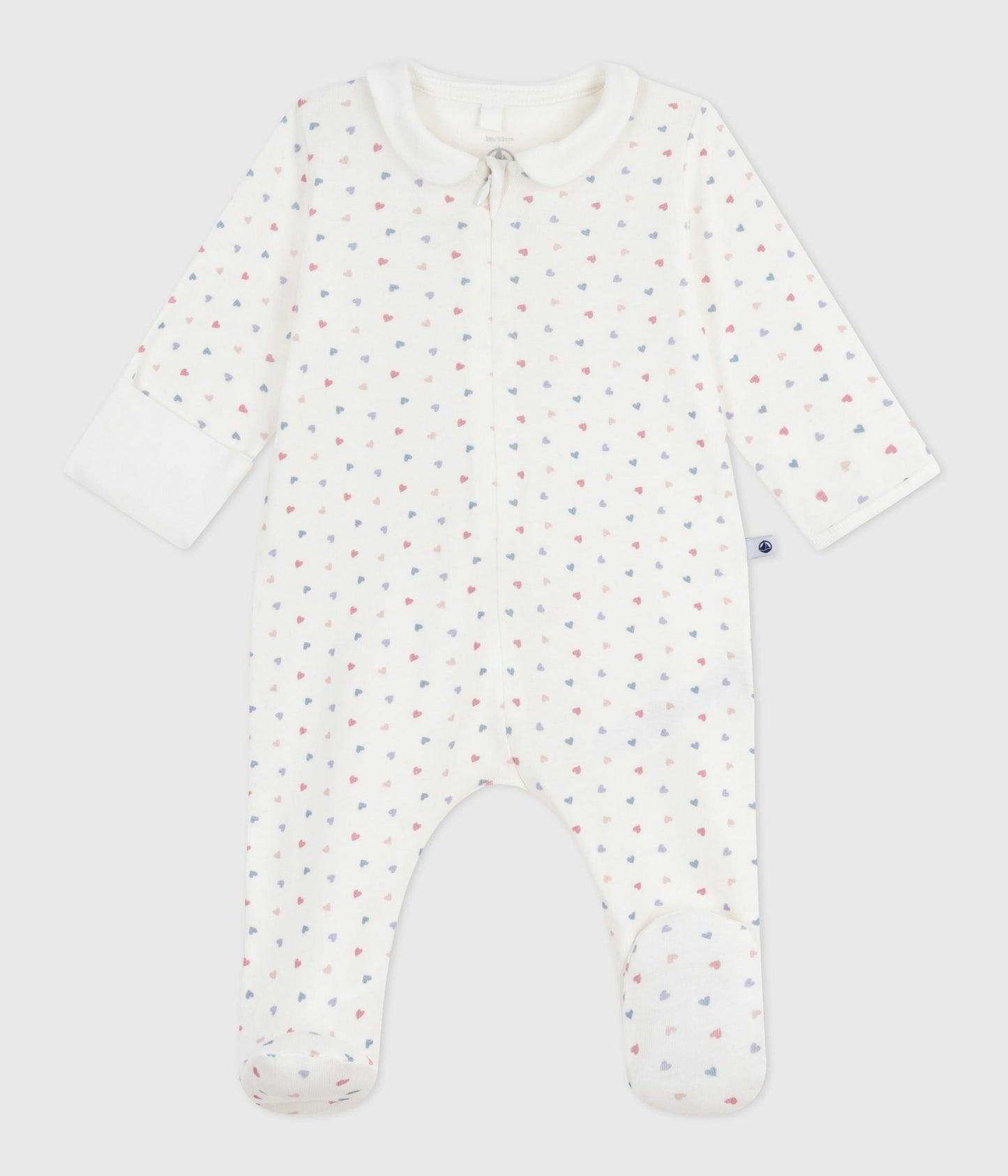 Pyjama bébé en coton à col imprimé cœurs