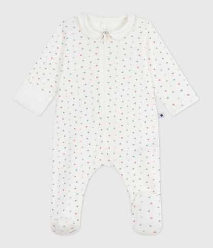 Pyjama bébé en coton à col imprimé cœurs