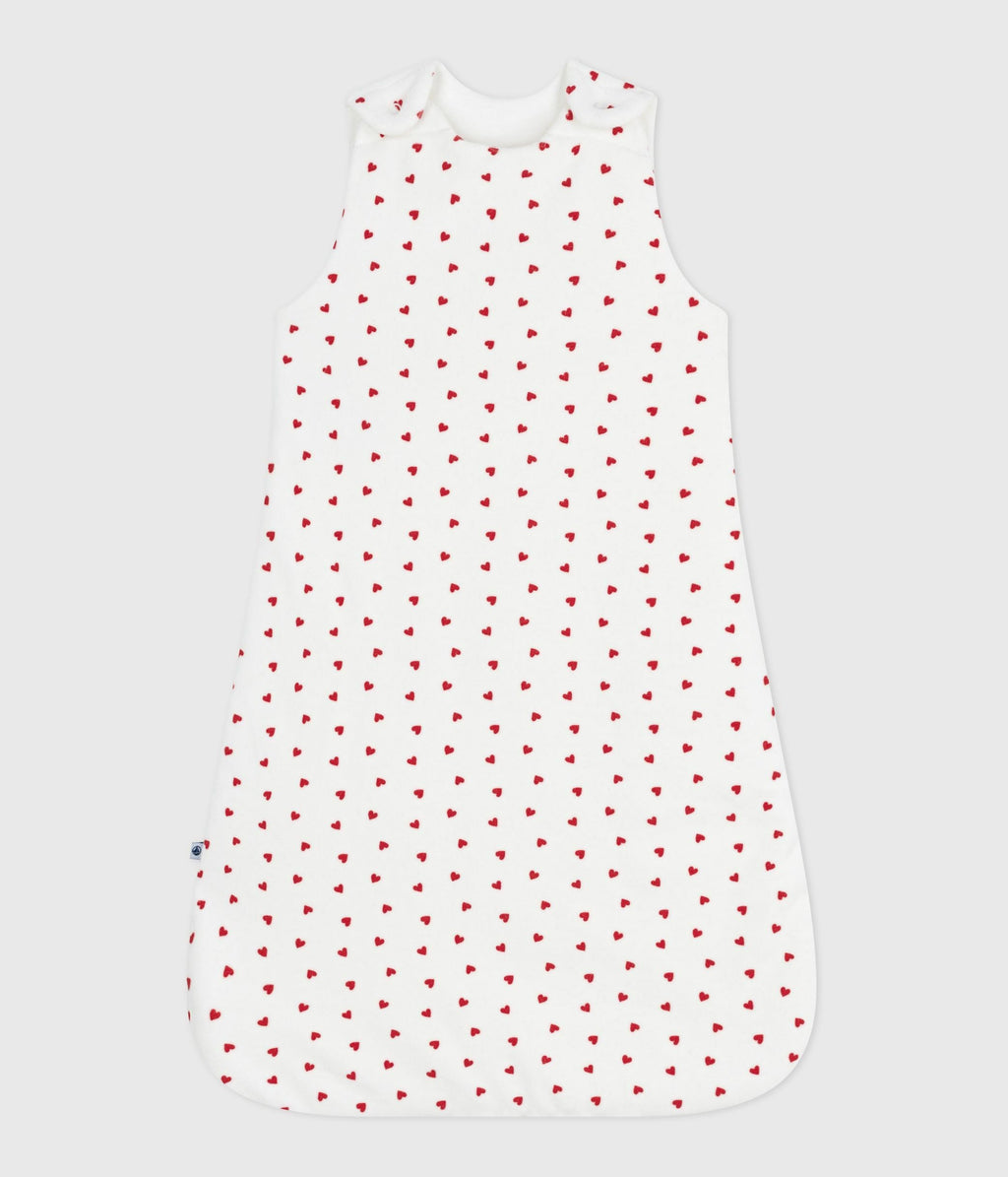 Printed heart velvet baby sleeping bag TOG 3