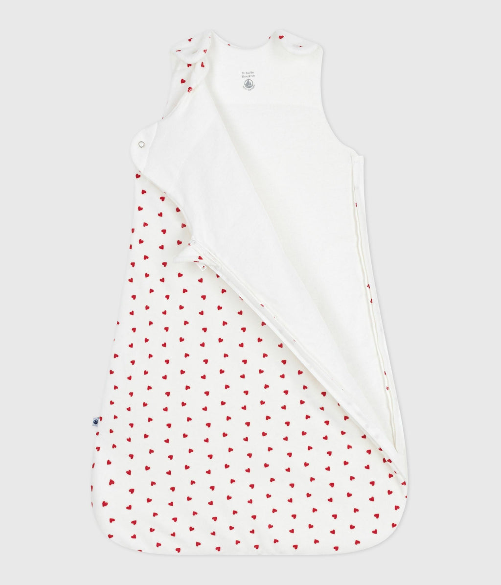 Printed heart velvet baby sleeping bag TOG 3