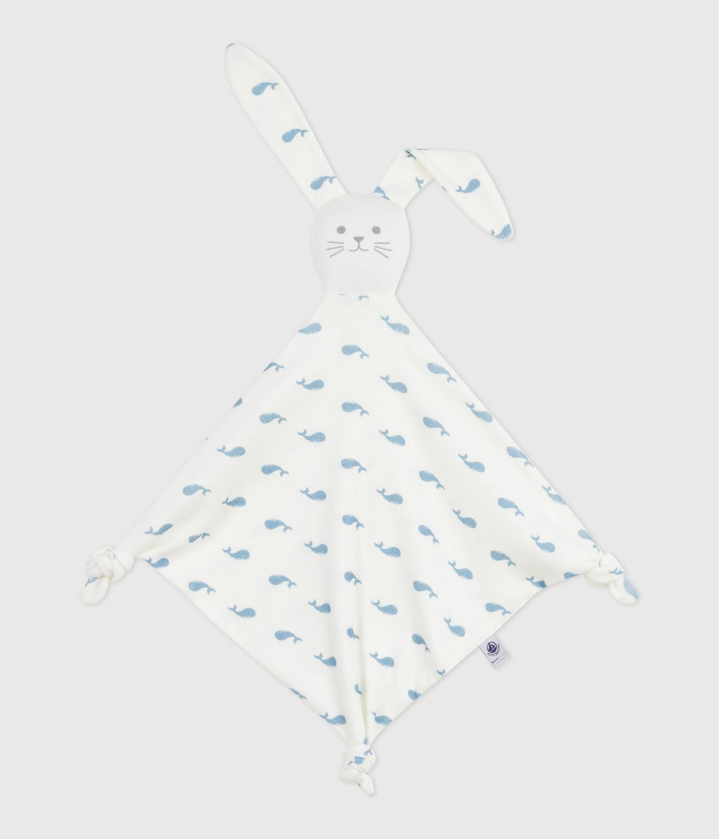 Doudou bébé en coton imprimé baleine