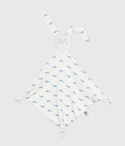 Doudou bébé en coton imprimé baleine