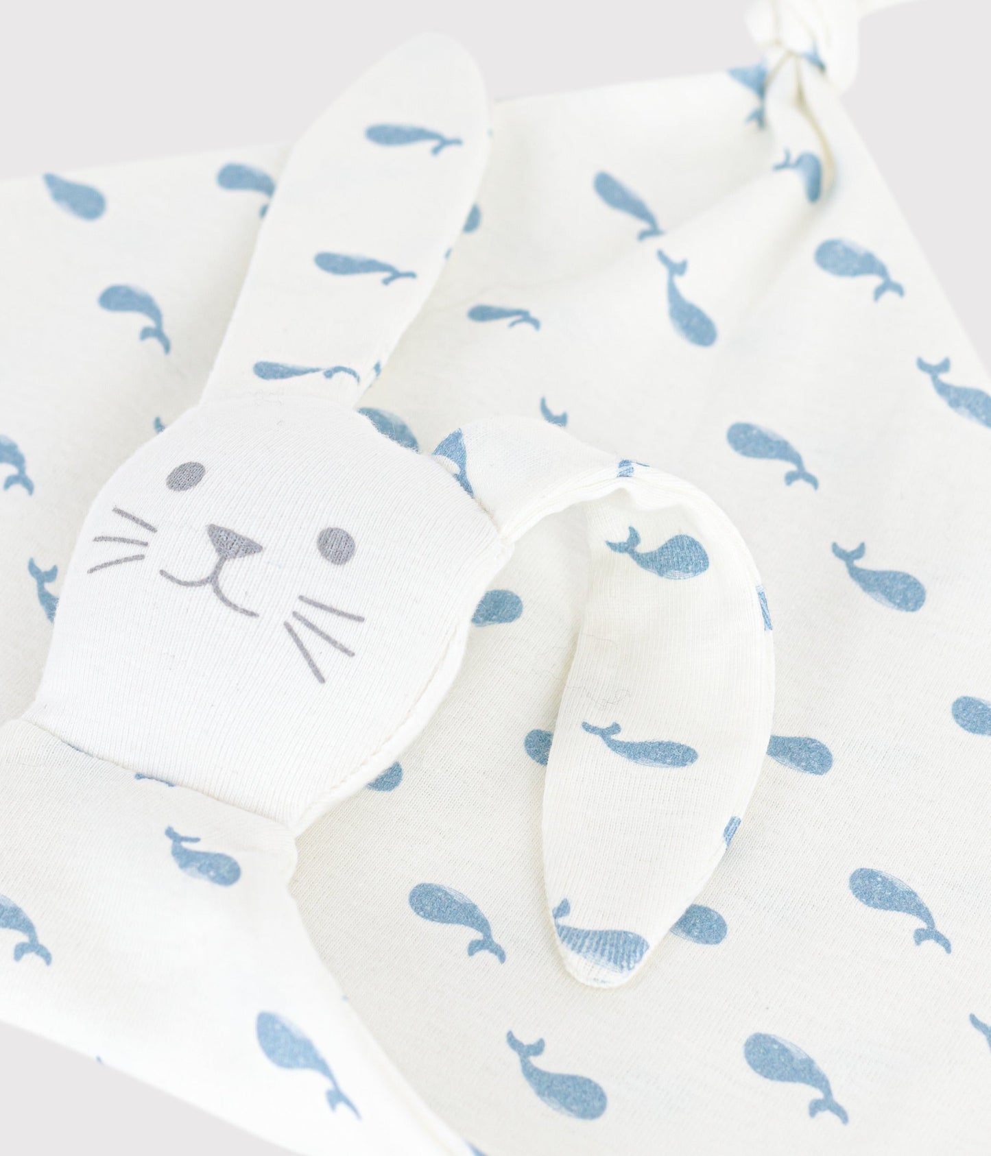 Doudou bébé en coton imprimé baleine