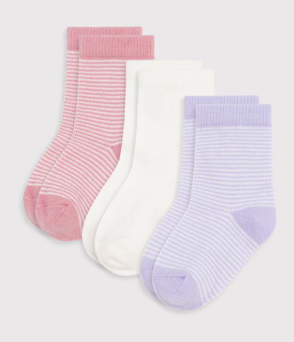 3 paires de chaussettes bébé en coton milleraie