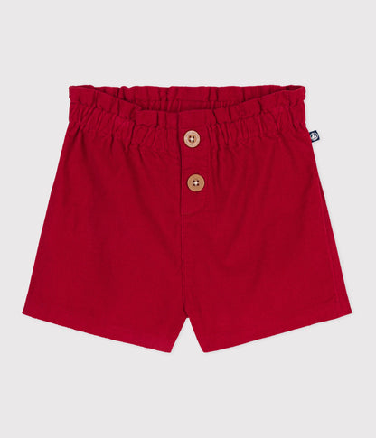 Short bébé en velours uni
