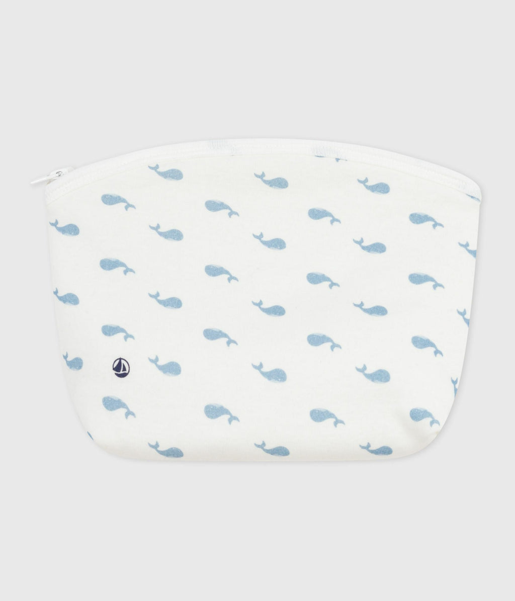 Baby pouch in whale-print cotton