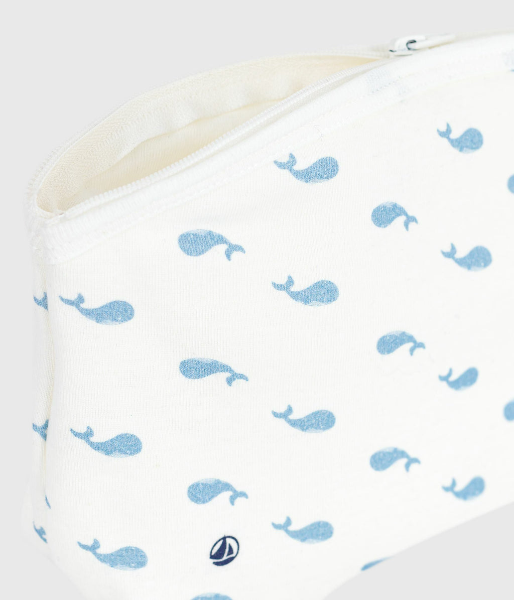 Baby pouch in whale-print cotton