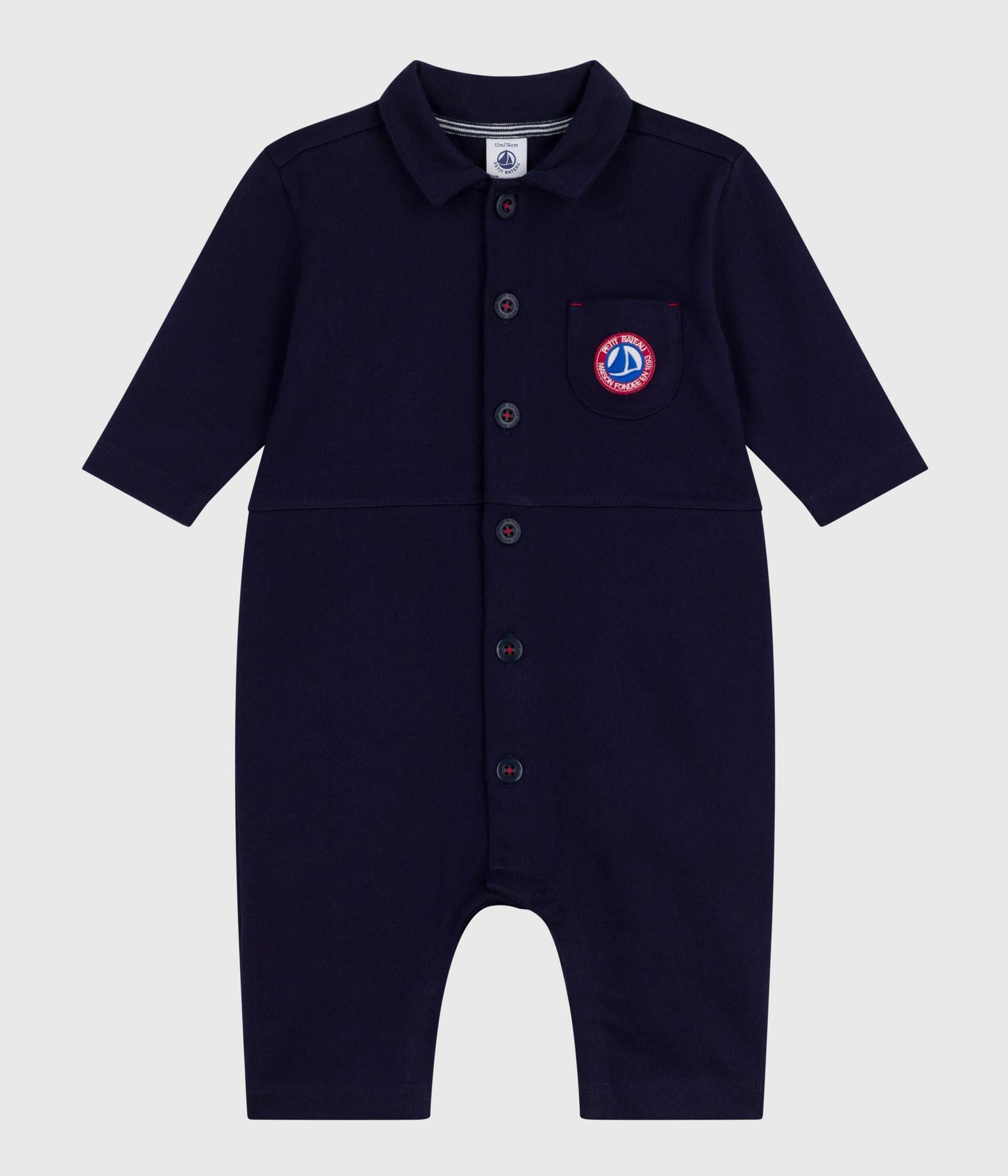 Combinaison longue bébé en coton uni, style pompiste