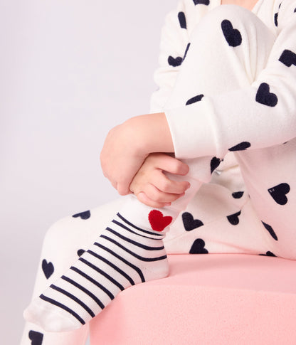 3 paires de chaussettes enfant en coton rayures et cœurs