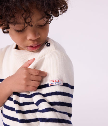 Pull enfant en laine et coton à rayures