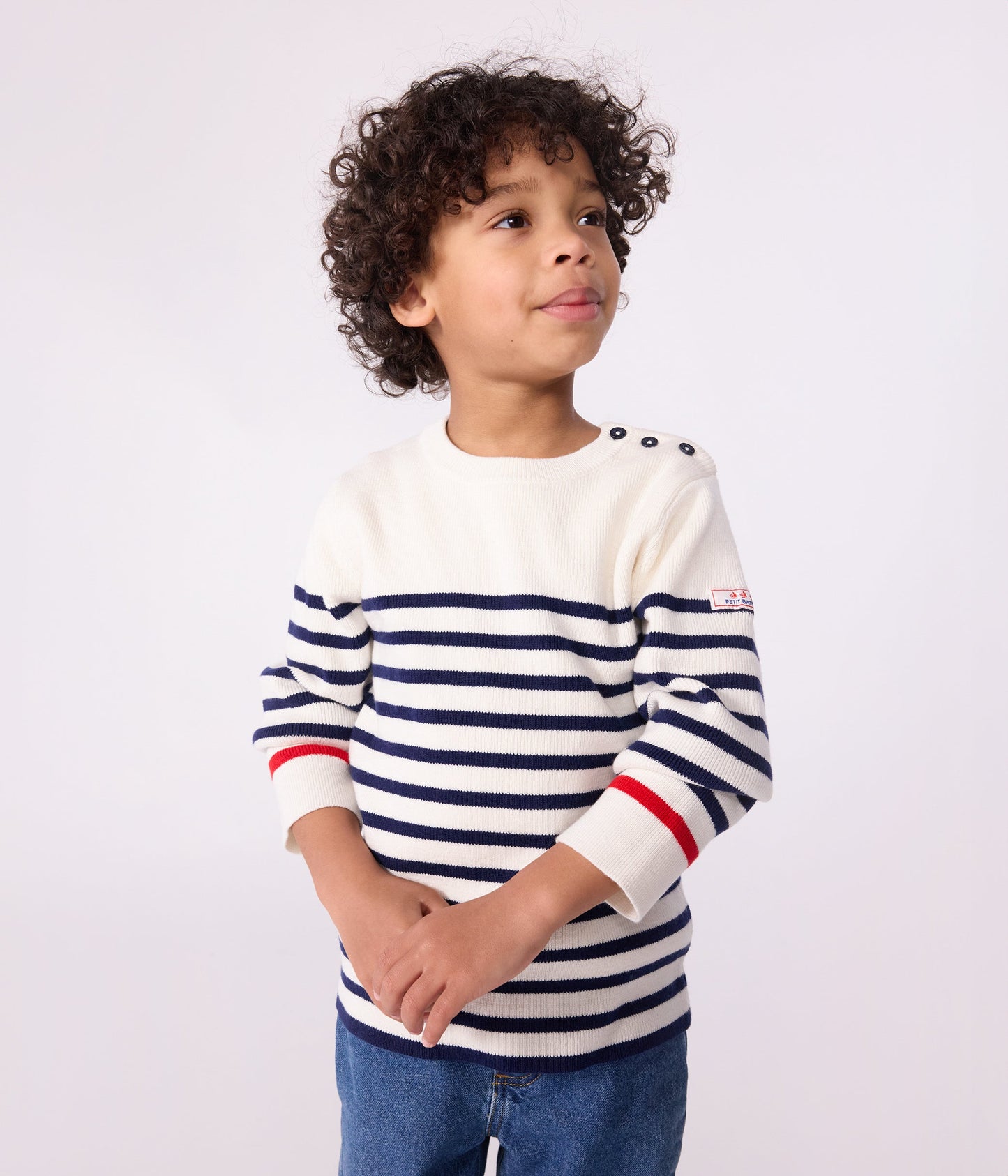 Pull enfant en laine et coton à rayures