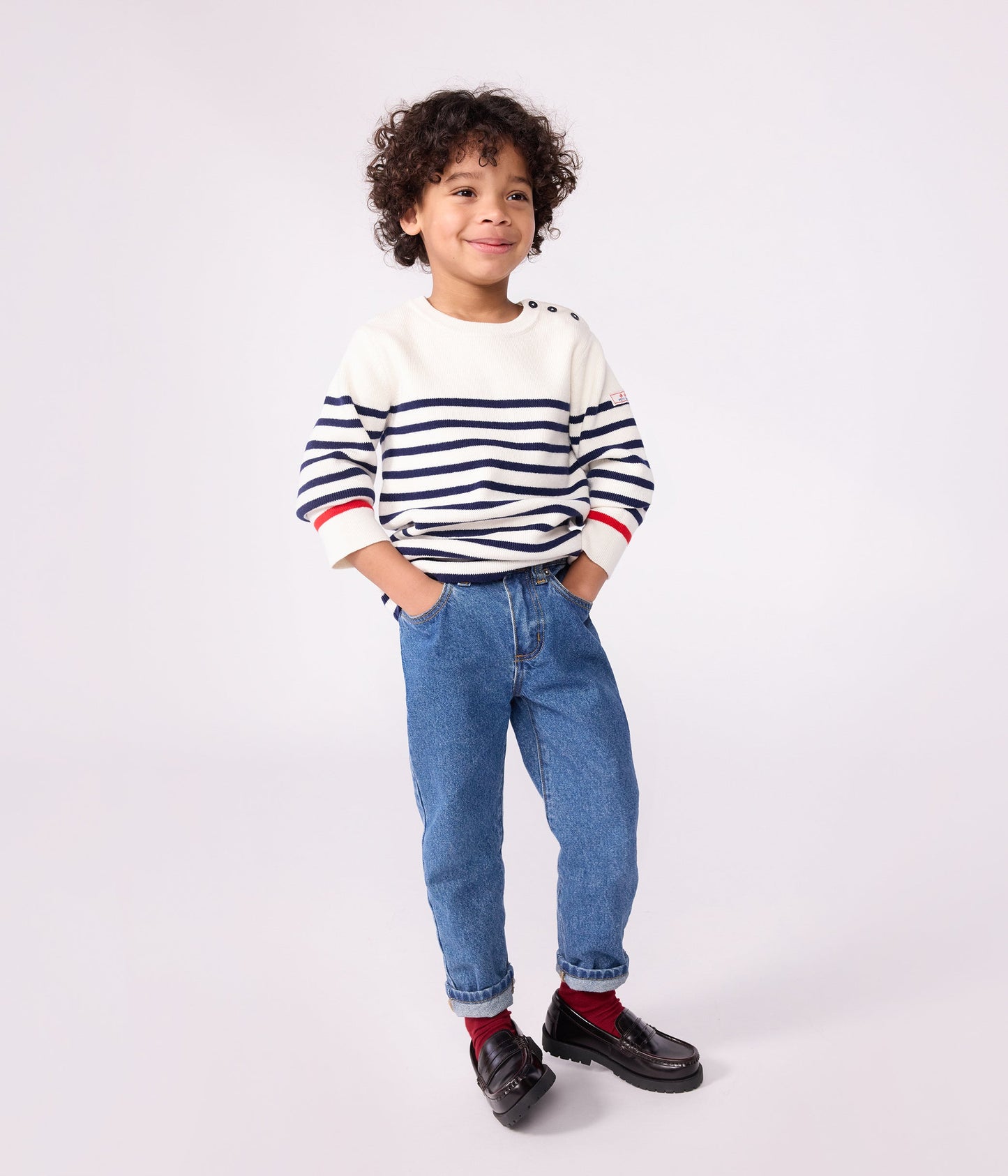 Pull enfant en laine et coton à rayures