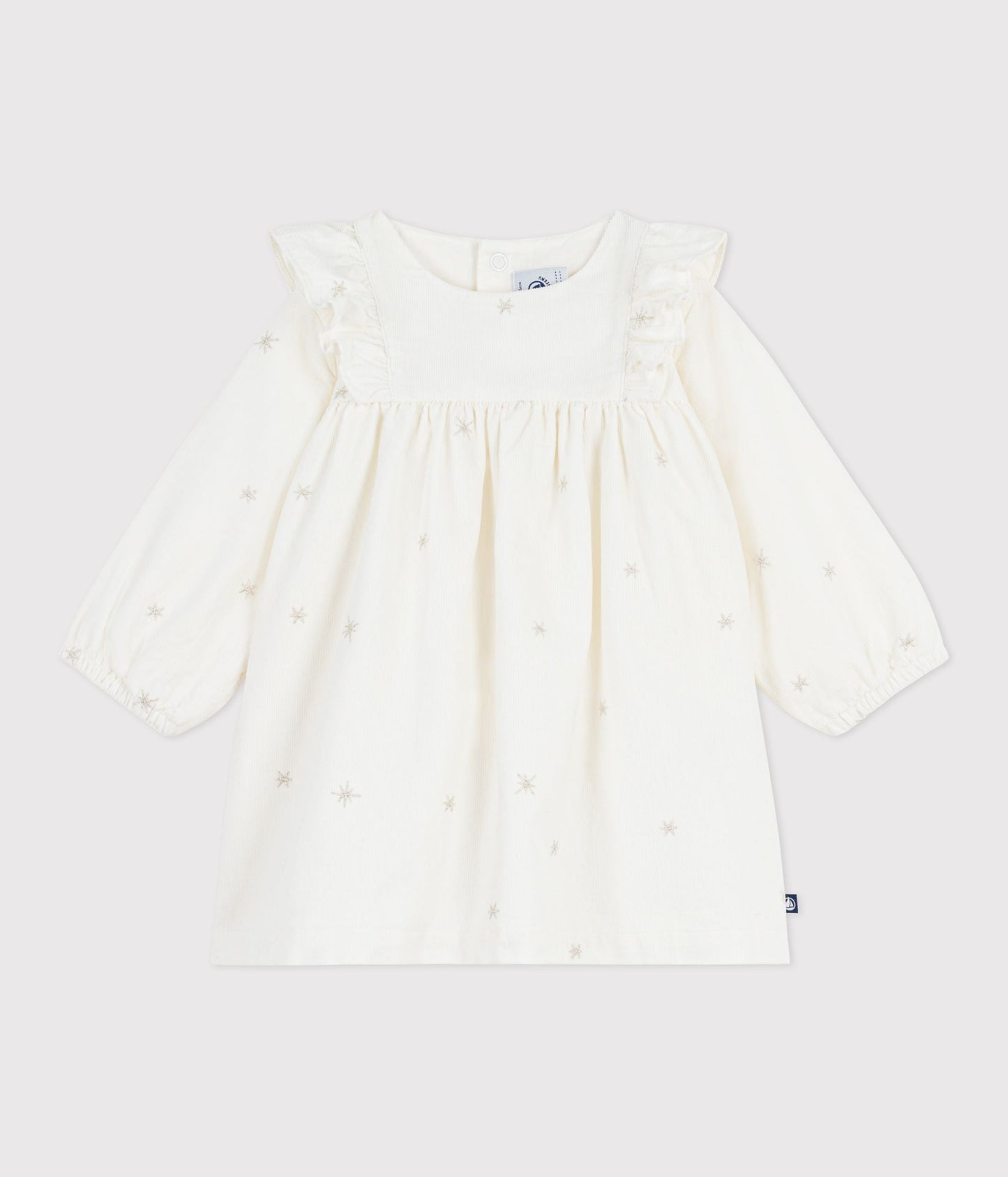Robe bébé en velours côtelé manches longues brodée