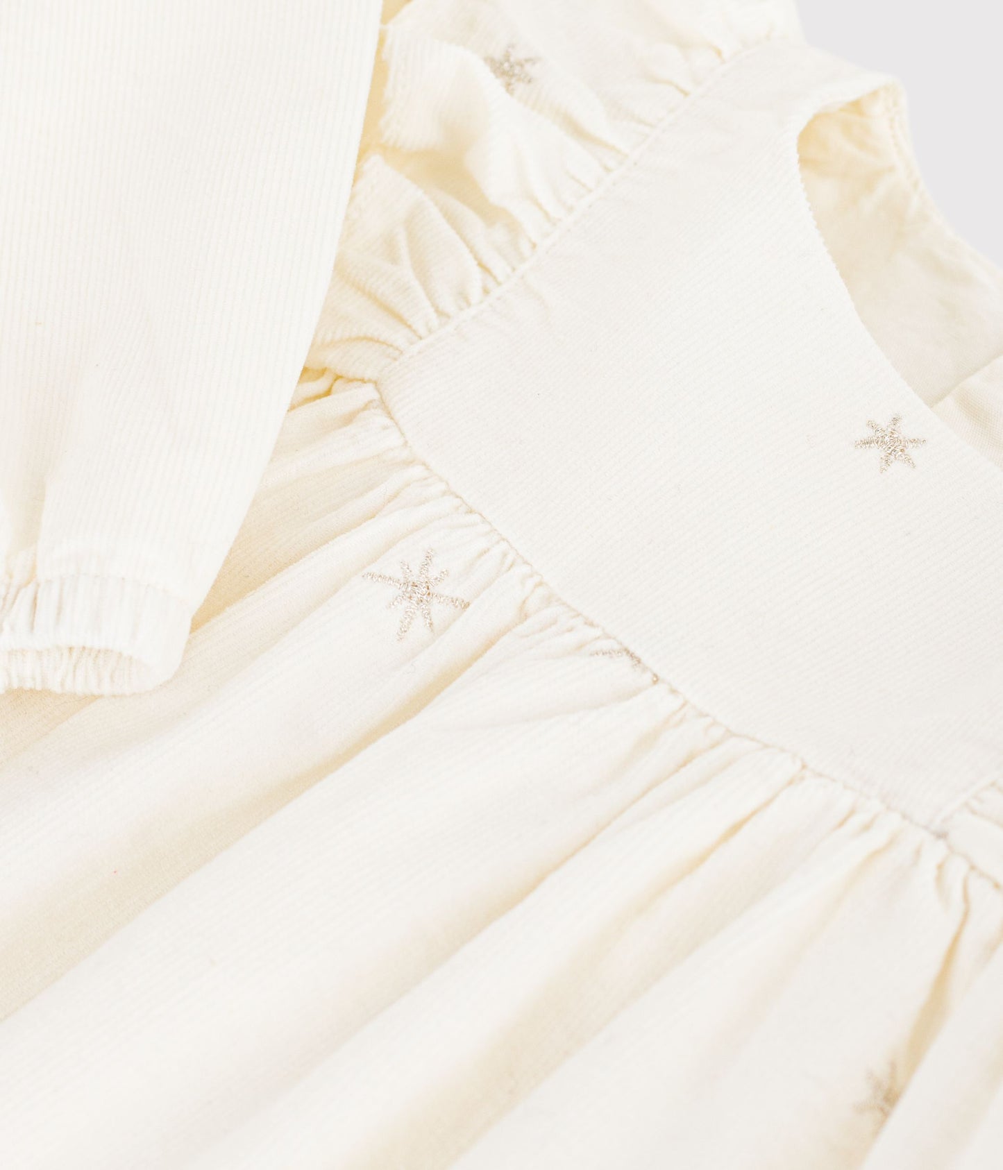 Robe bébé en velours côtelé manches longues brodée