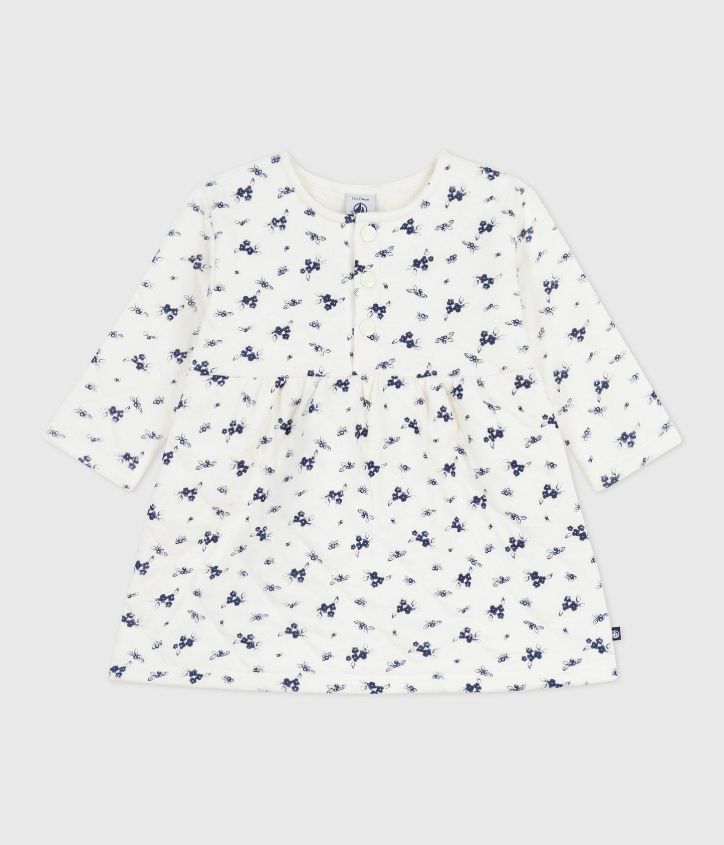 Robe bébé en coton manches longues imprimée fleurs