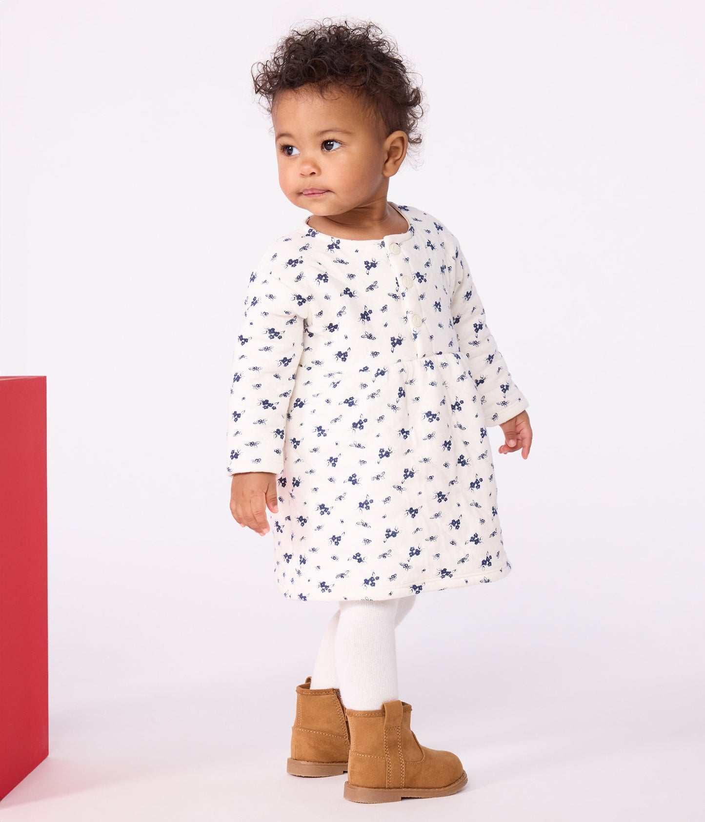 Robe bébé en coton manches longues imprimée fleurs