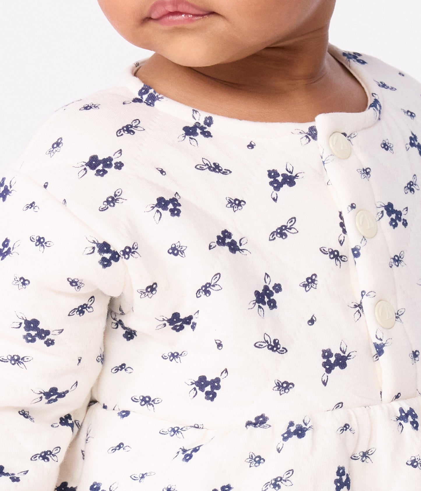 Robe bébé en coton manches longues imprimée fleurs