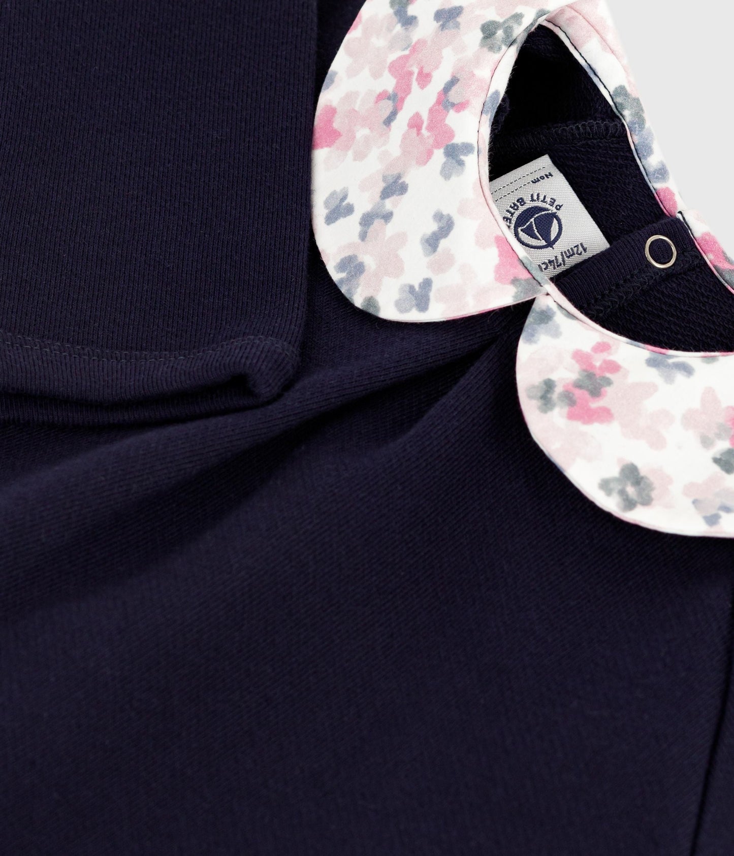 Sweatshirt bébé en coton uni avec son col imprimé