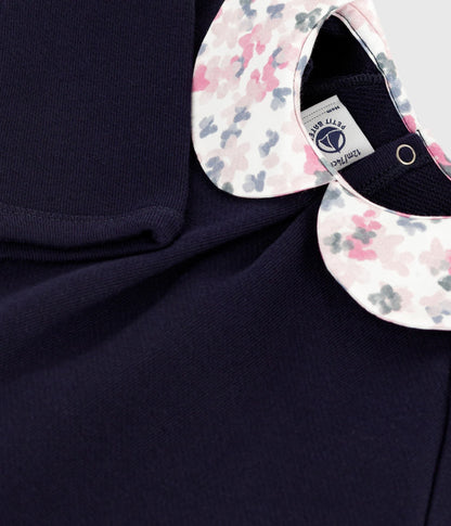 Sweatshirt bébé en coton uni avec son col imprimé