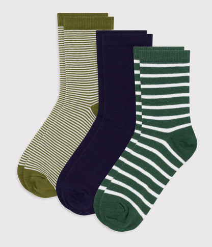 3 paires de chaussettes enfant rayées en coton