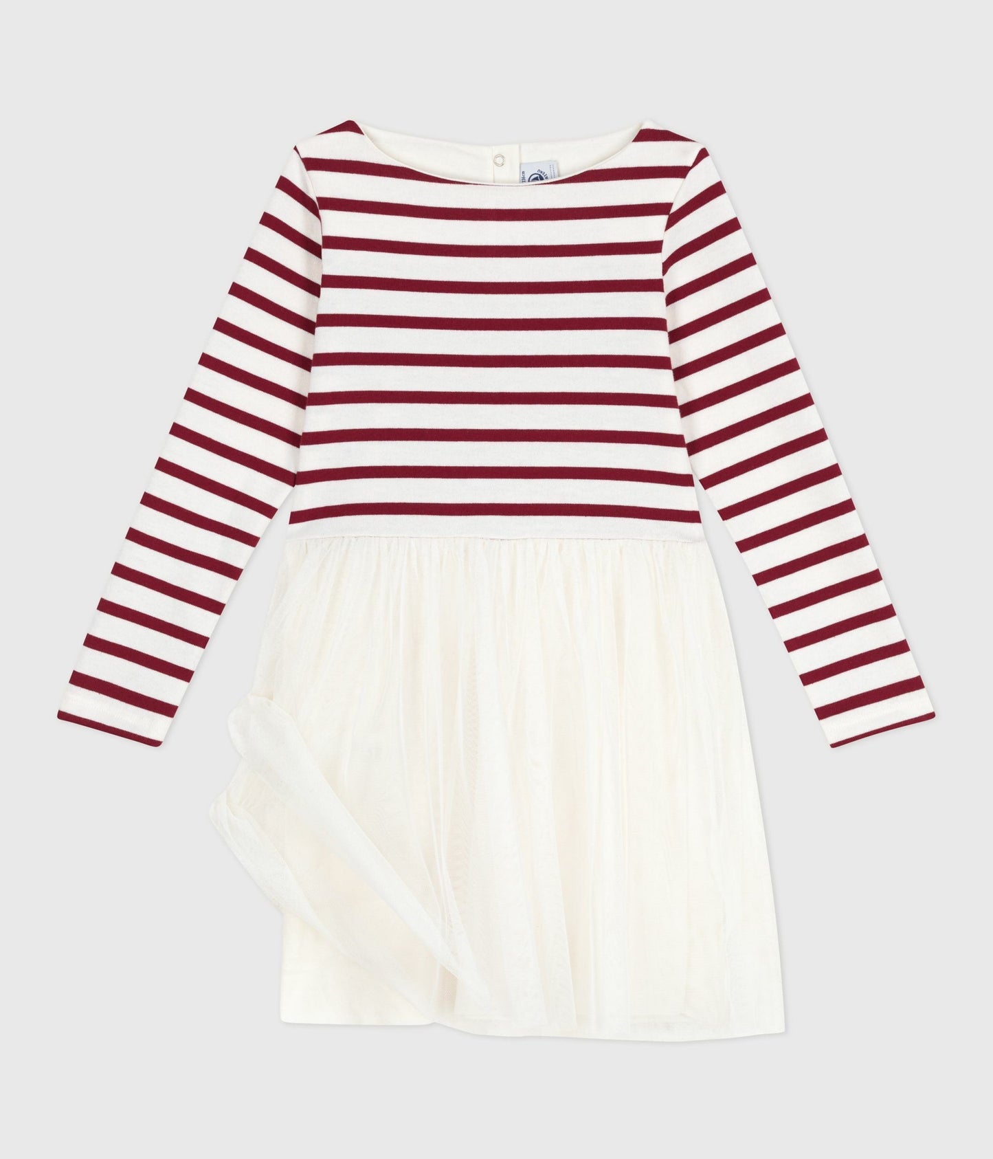 Robe enfant manches longues en coton et tulle