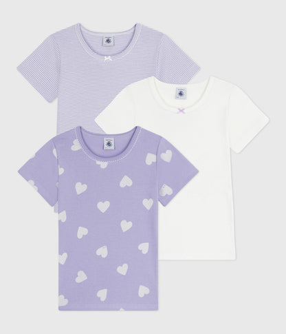 Lot de tee-shirts enfant en coton manches courtes imprimé cœurs