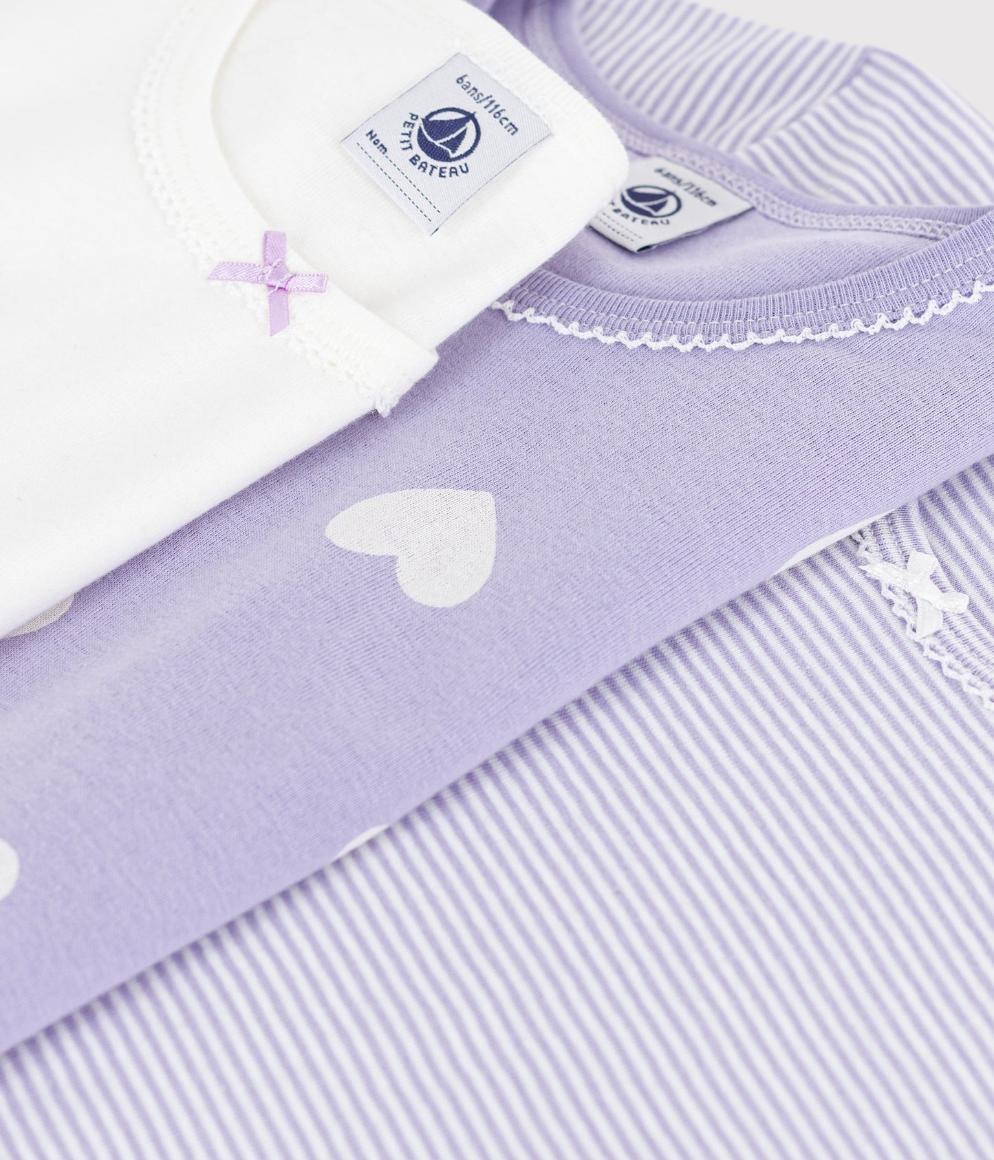 Lot de tee-shirts enfant en coton manches courtes imprimé cœurs