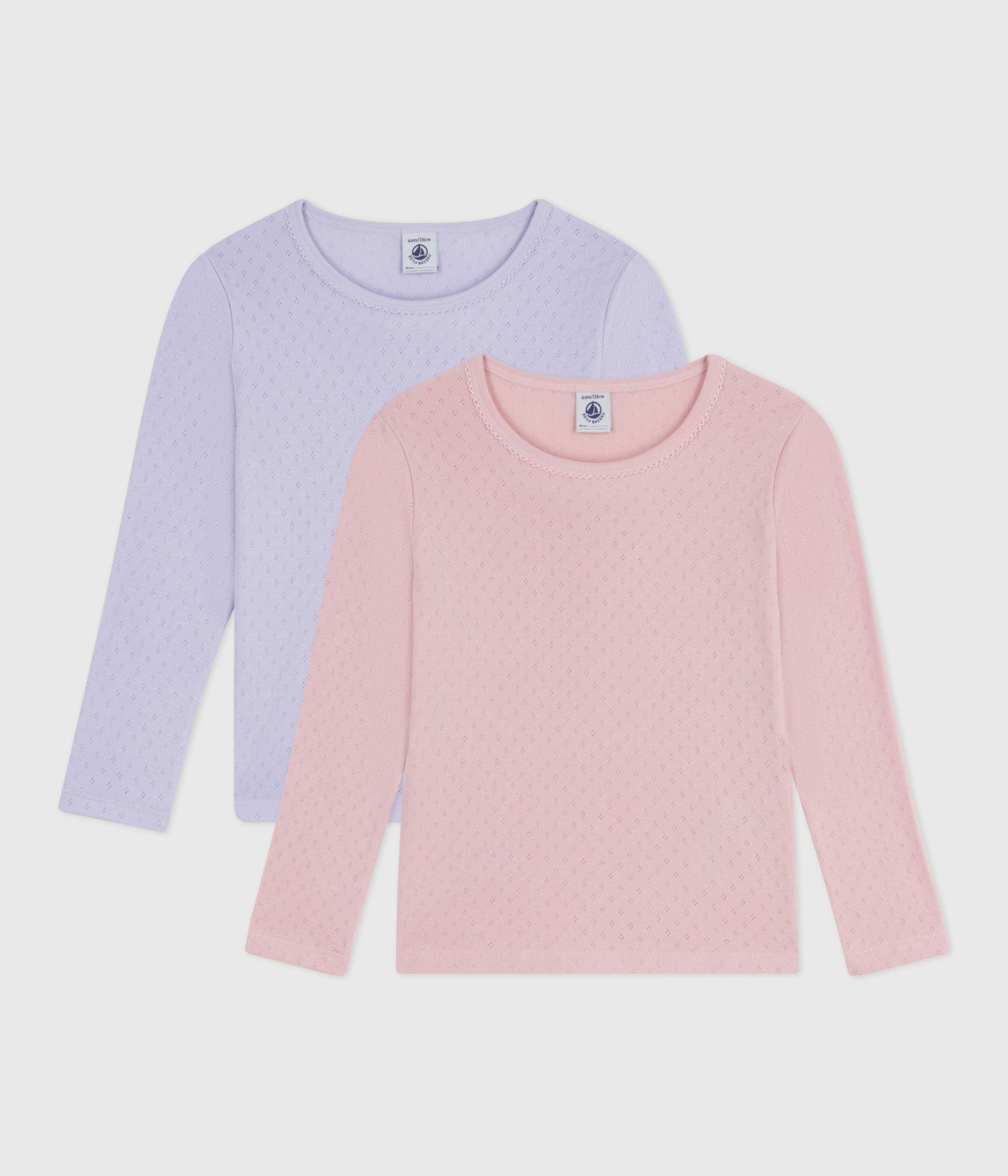 Lot de tee-shirts enfant en coton ajouré manches longues