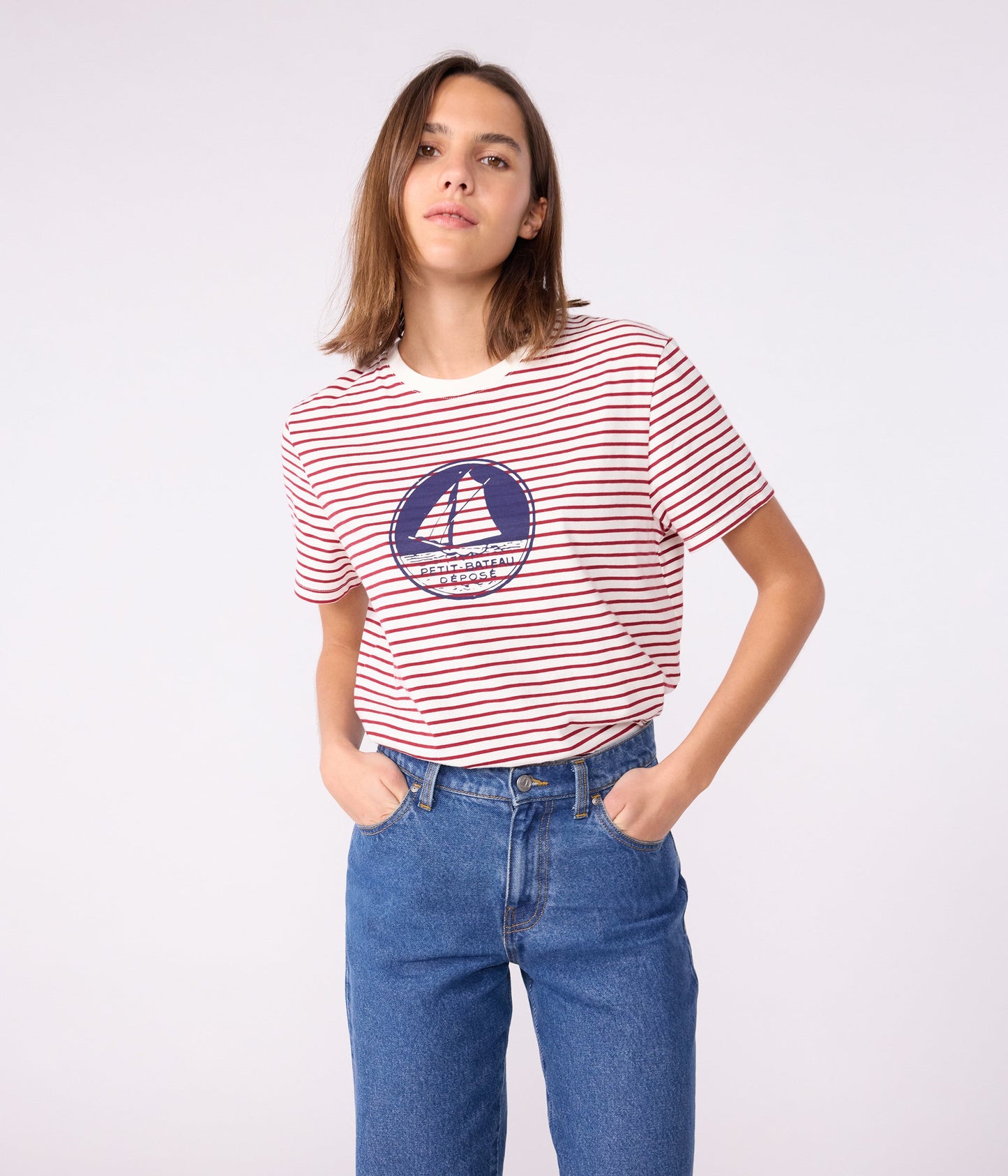 Tee-shirt femme le droit en coton manches courtes