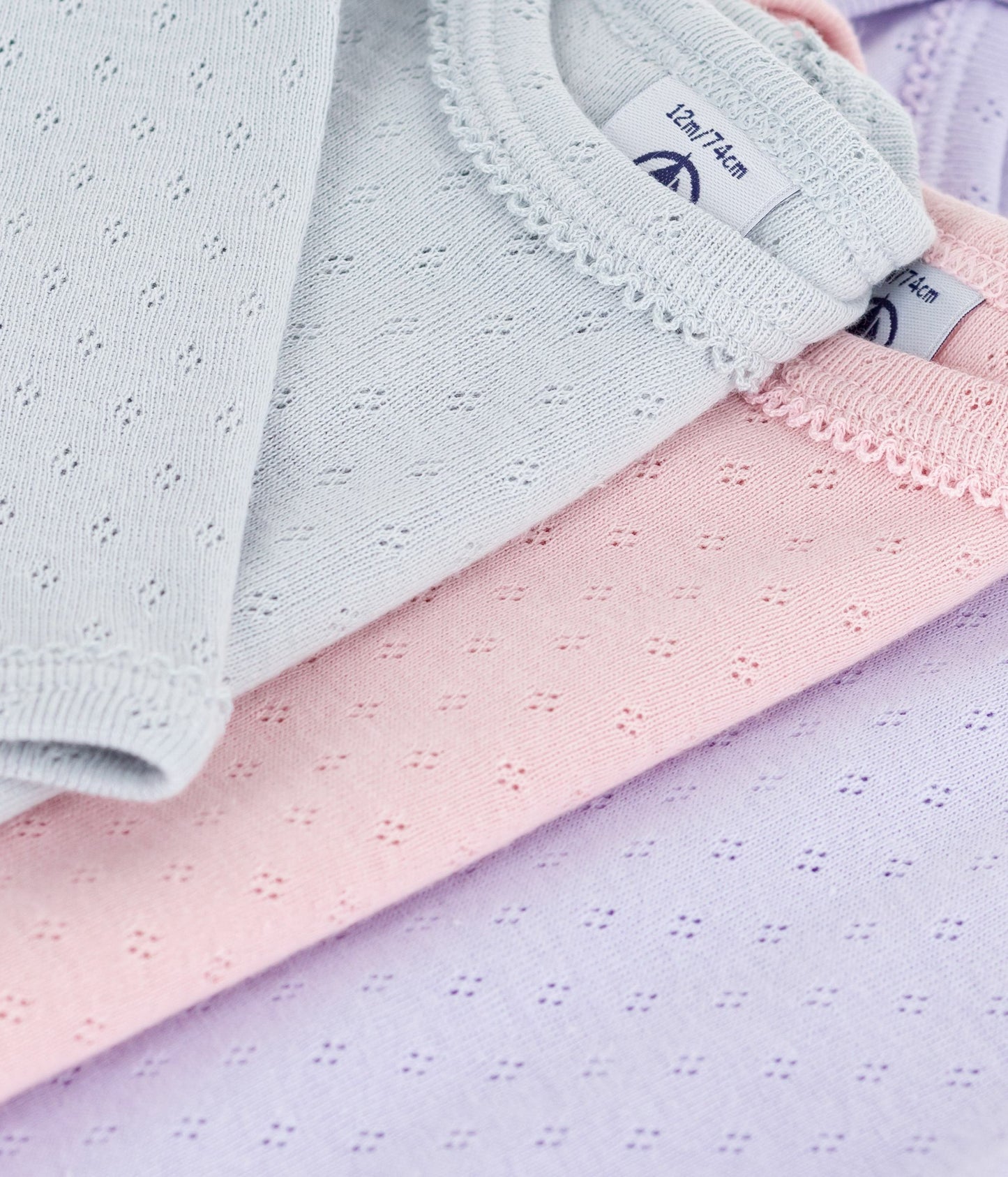 Lot de bodies manches longues en coton ajouré bébé