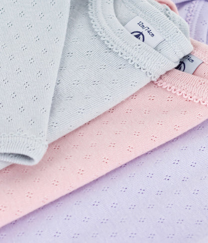 Lot de bodies manches longues en coton ajouré bébé