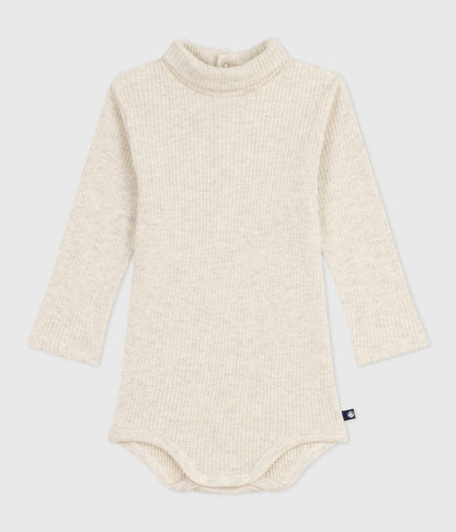 Body bébé col roulé en coton uni